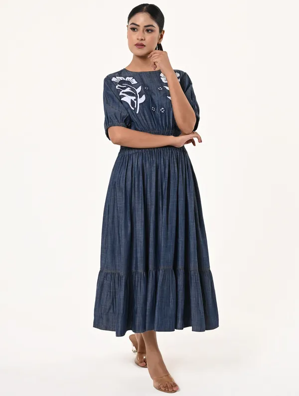 Blue_Tencel_Denim_Short_Puffy_Dress_for_Women