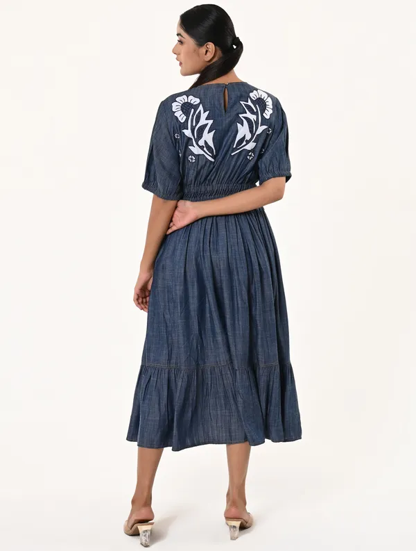 Blue_Tencel_Denim_Short_Puffy_Dress_for_Women
