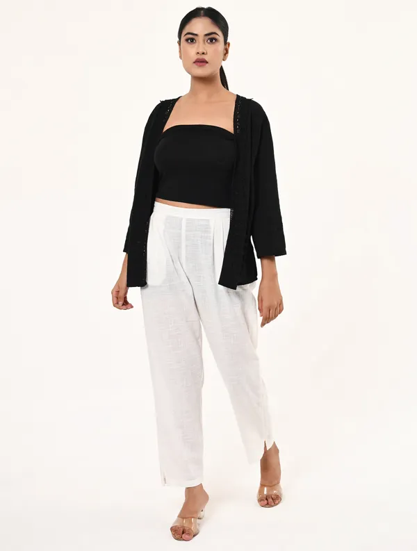 Black_Cotton_3/4th_Sleeve_Shrug_for_Women