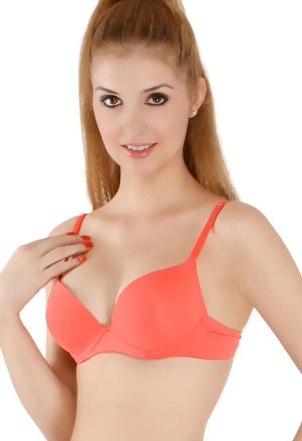 Coral_Red_Comfortable_Padded_Non_Wired_Smooth_T-Shirt_Bra_For_Women