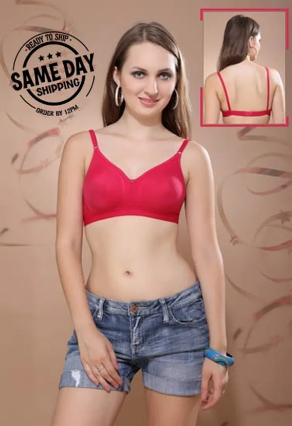 Multicolor_Comfy_Padded_Non_Wired_T_Shirt_Bra_For_Women_(Pack_Of_2)