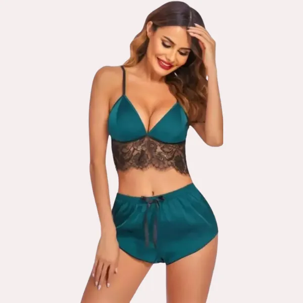 Red_Wine_Soft_Satin_Sleep_Sets_With_Lace_Accents_For_Women