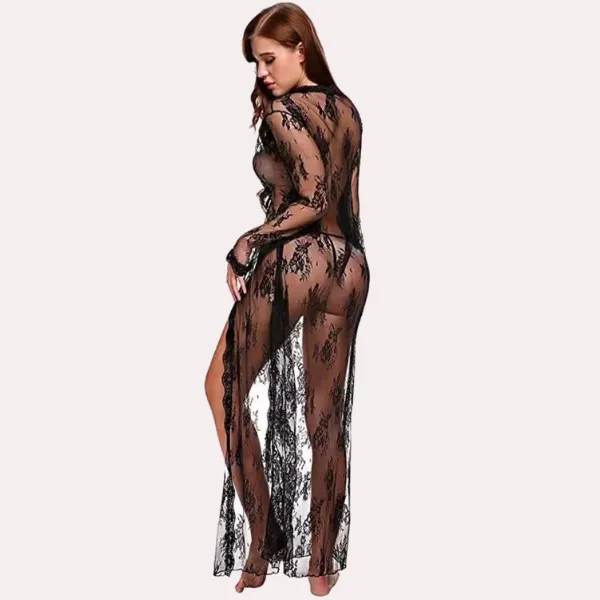 Dark_Black_Floral_Lace-Trimmed_Black_Transparent_Robe_For_Women