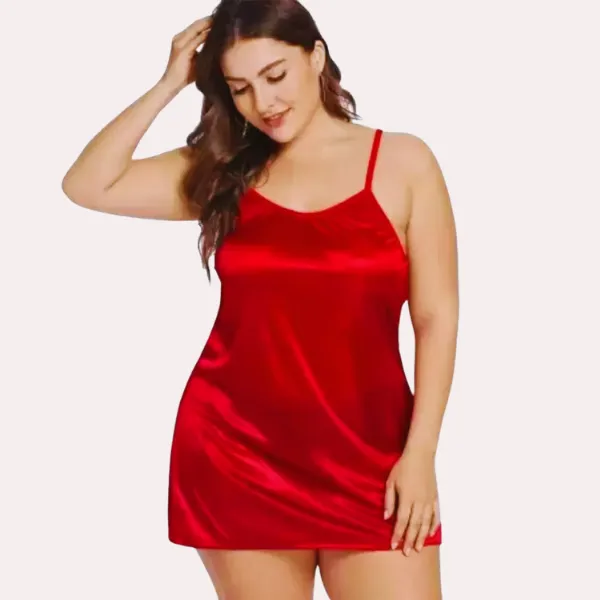 Rose_Red_Alluring_One-Piece_Satin_Sleepwear_For_Women