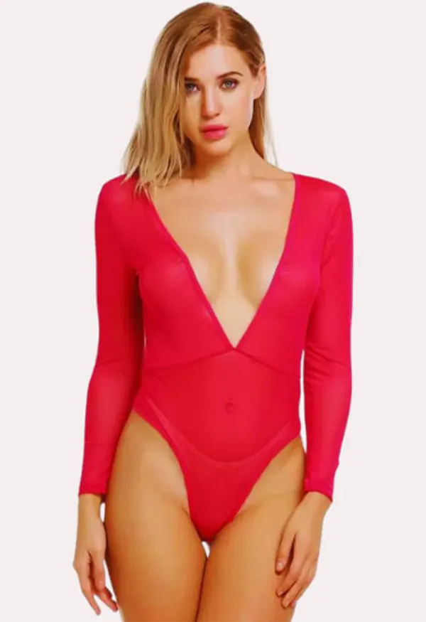 Multicolor_Sheer_And_Opaque_Bodysuit_For_Women