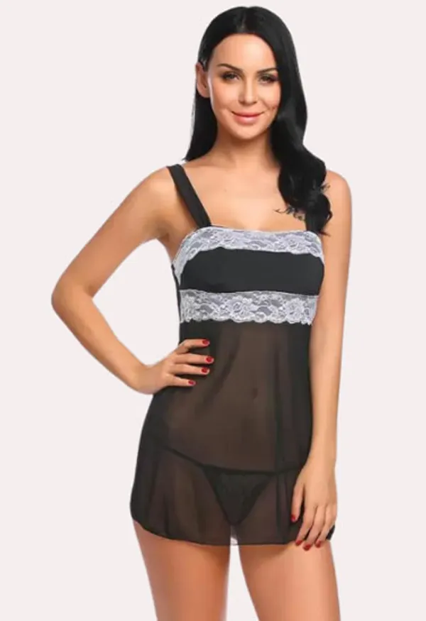 Dark_Black_Mesh_And_Lace_Babydoll_For_Women
