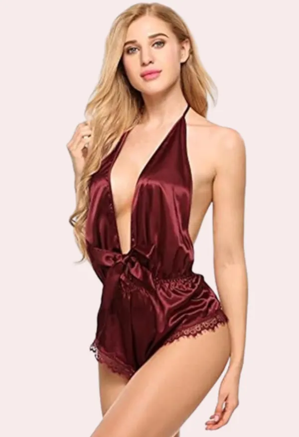 Red_Wine_Seductive_Satin_Lingerie_For_Women