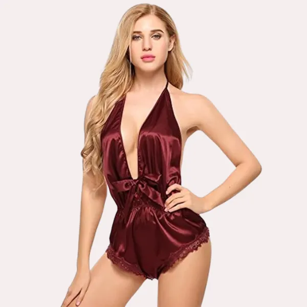 Red_Wine_Seductive_Satin_Lingerie_For_Women