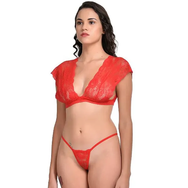 Red_Very_Sexy_Lace_Bra_G-String_Set_For_Women