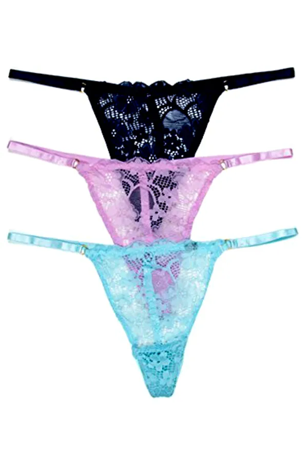 Multicolor_G-String_Lace_Underwear_For_Women_(Pack_Of_3)