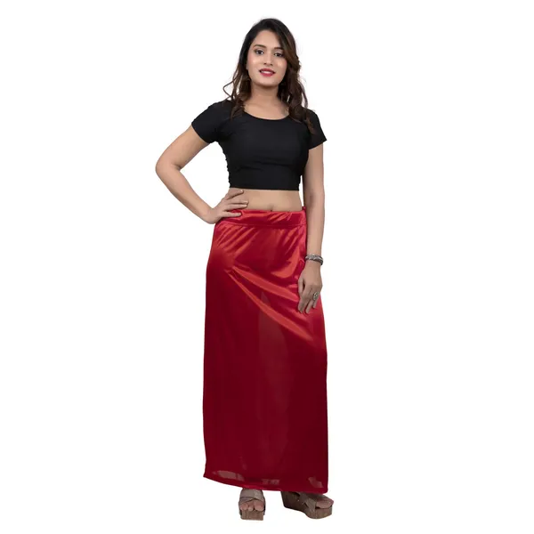 Red_Glimmering_Silk_Stretchable_Underskirt_For_Sarees_For_Women