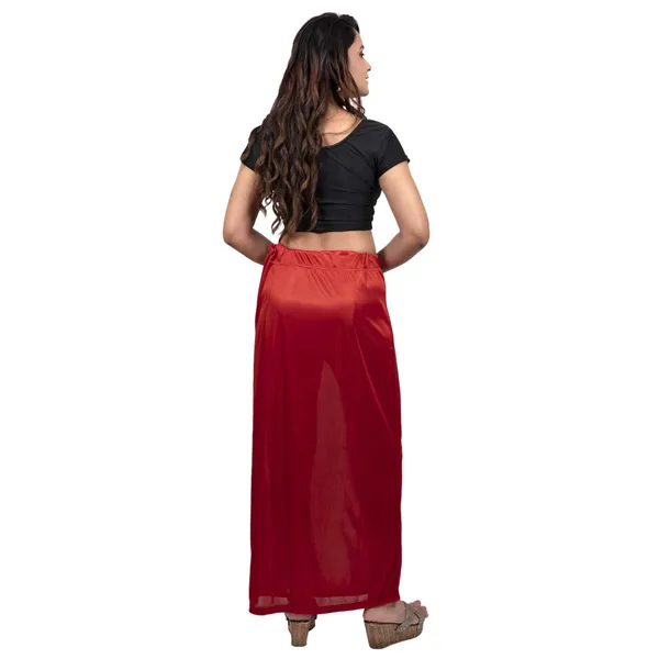 Red_Glimmering_Silk_Stretchable_Underskirt_For_Sarees_For_Women