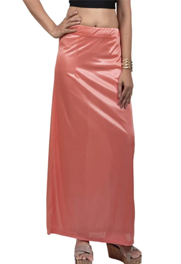 Peach_Silk_Satin_Underskirt_Petticoat_For_Women