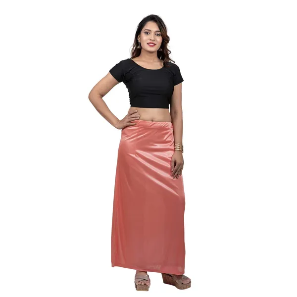 Peach_Silk_Satin_Underskirt_Petticoat_For_Women