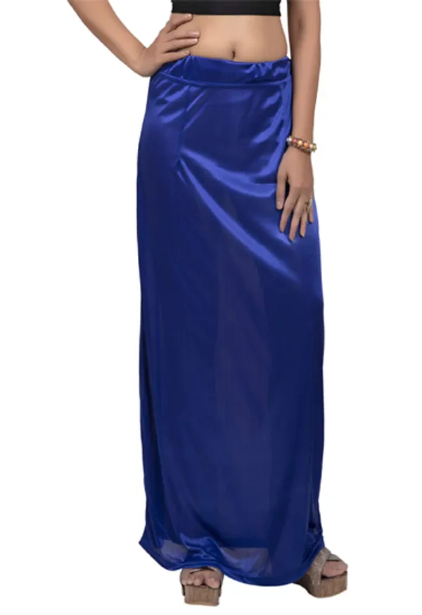 Royal_Blue_Solid_Silk_Satin_Underskirt_For_Women