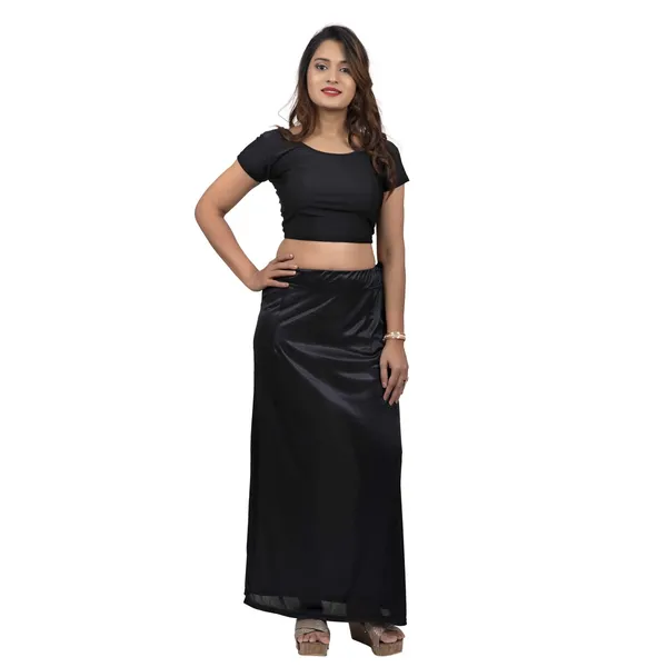 Black_Indian_Saree_Satin_Solid_Fabric_Petticoats_Skirt_For_Women