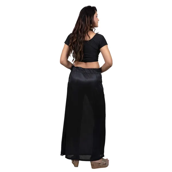 Black_Indian_Saree_Satin_Solid_Fabric_Petticoats_Skirt_For_Women