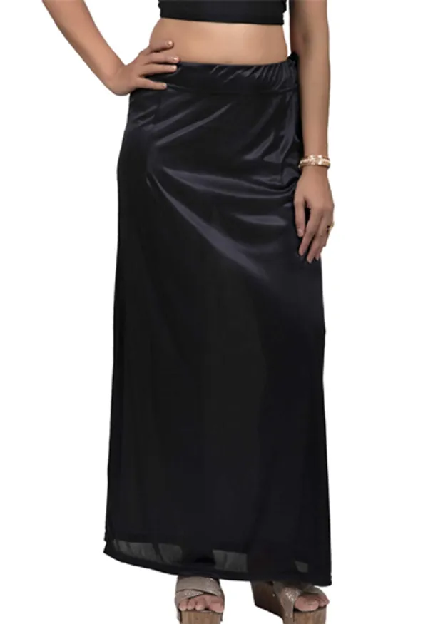Black_Indian_Saree_Satin_Solid_Fabric_Petticoats_Skirt_For_Women