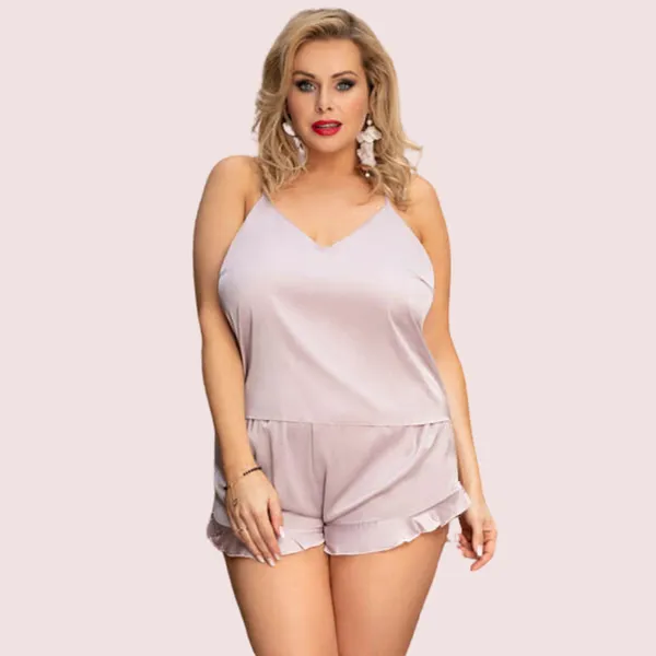 Lavender_Comfortable_Cami_Shorts_Sleepwear_Set_For_Women