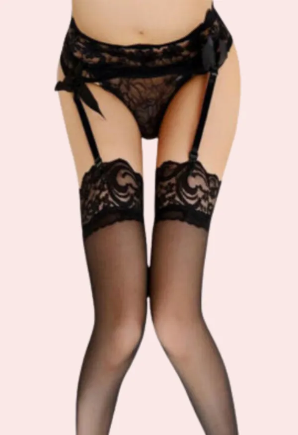 Black_Lace_Suspender_Belt_Lingerie_Set_For_Women