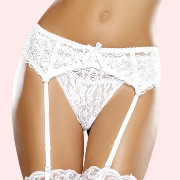 White_Elegant_Floral_Lace_Garter_Belt_For_Women