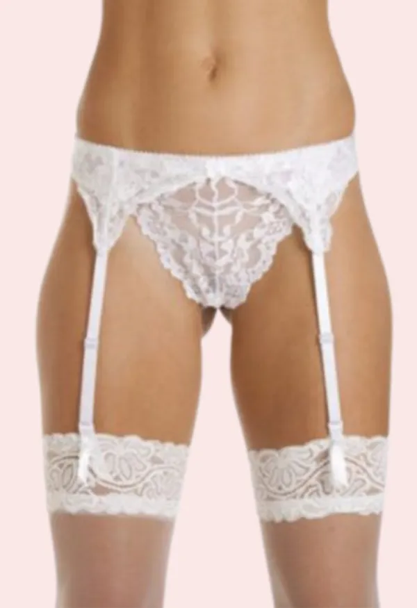 White_Silky_Lace_Garter_Belt_For_Women