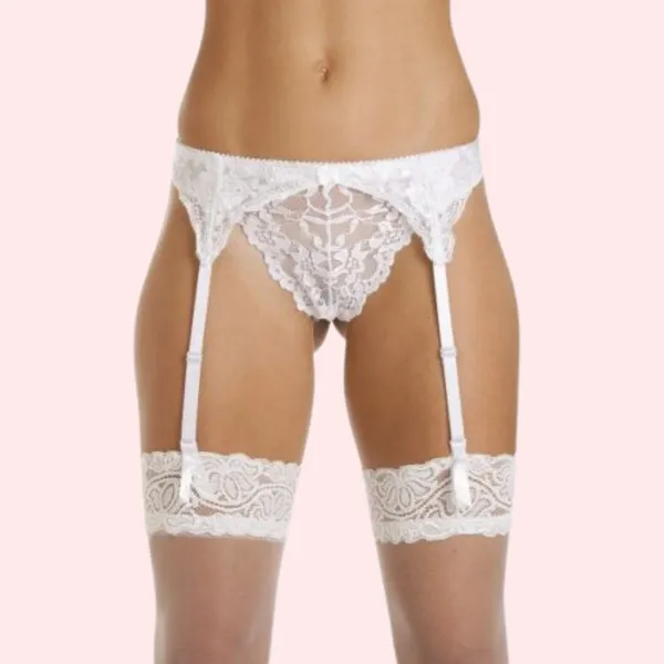 White_Silky_Lace_Garter_Belt_For_Women