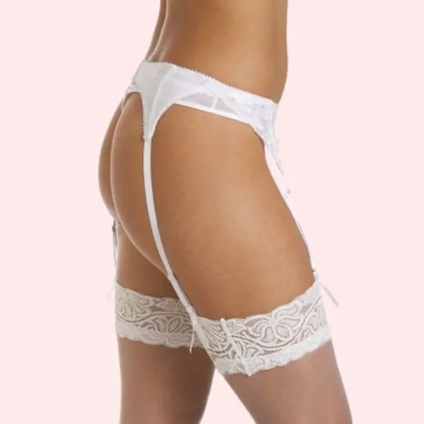 White_Silky_Lace_Garter_Belt_For_Women