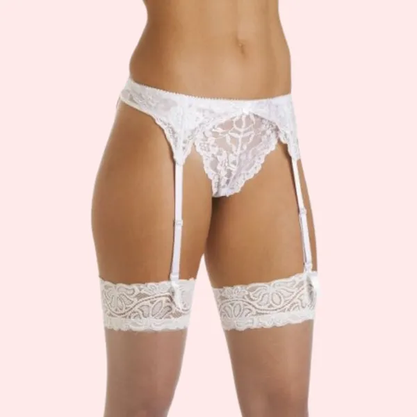 White_Silky_Lace_Garter_Belt_For_Women