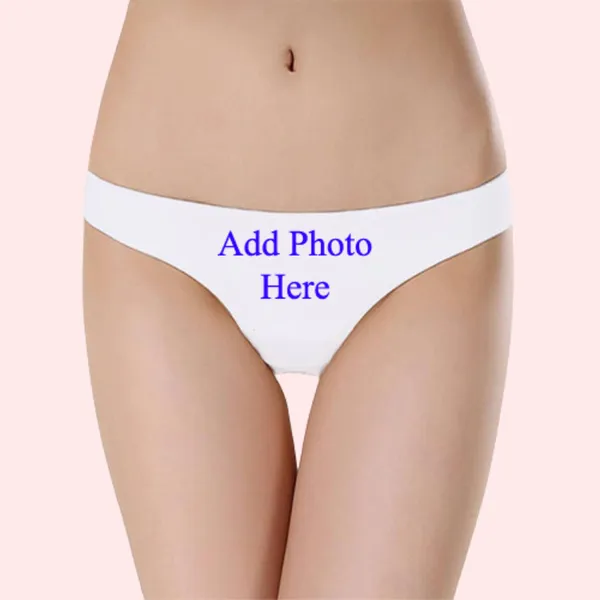 White_Customized_Photo_Low_Waist_Cotton_Thong_Panty_For_Women