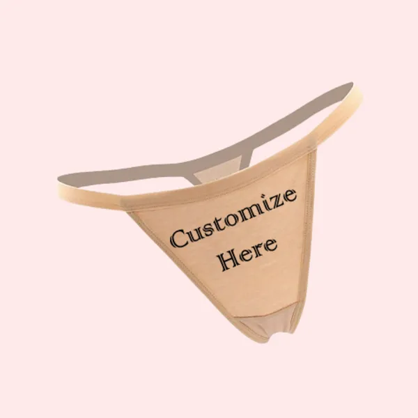 Beige_Customized_Cotton_Seamless_String_Thong_For_Women
