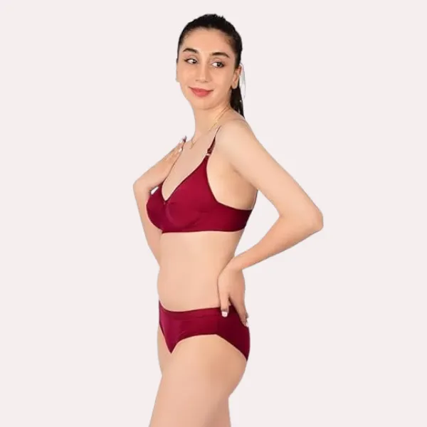 Red_Wine_Comfortable_Cotton_Bra_&_Panty_Set_For_Women