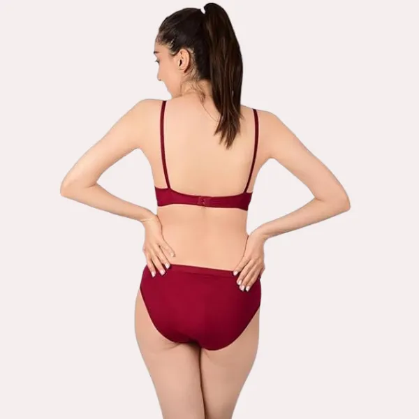 Red_Wine_Comfortable_Cotton_Bra_&_Panty_Set_For_Women