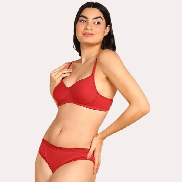 Coral_Red_Soft_Cotton_Lingerie_Set_For_Women