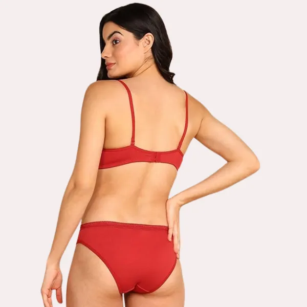 Coral_Red_Soft_Cotton_Lingerie_Set_For_Women