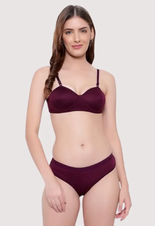 Dark_Maroon_Padded_Non-Wired_Push-Up_Bra_Panty_Set_For_Women