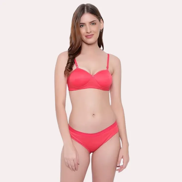Coral_Red_Non-Wired_Cotton_Push-Up_Bra_Panty_For_Women
