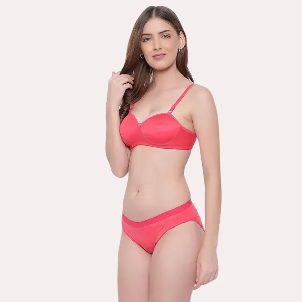 Coral_Red_Non-Wired_Cotton_Push-Up_Bra_Panty_For_Women