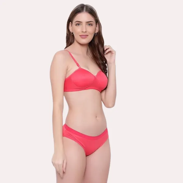 Coral_Red_Non-Wired_Cotton_Push-Up_Bra_Panty_For_Women