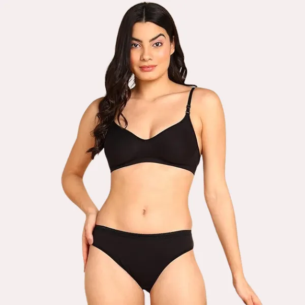 Dark_Black_Breathable_Cotton_Lingerie_Set_For_Women