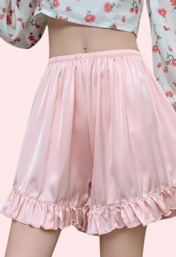 Multicolor_Ruffles_Satin_Faux_Silk_French_Underwear_For_Women