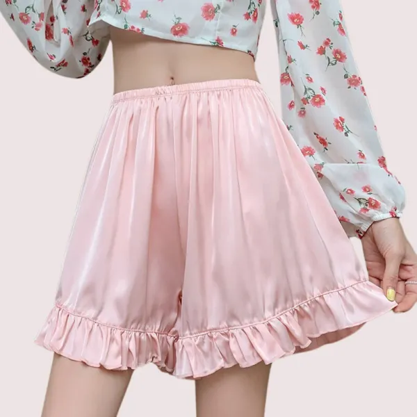 Multicolor_Ruffles_Satin_Faux_Silk_French_Underwear_For_Women