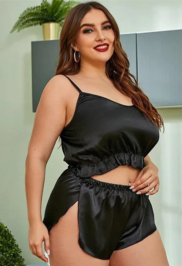 Dark_Black_Cami_Top_Shorts_Set_For_Women