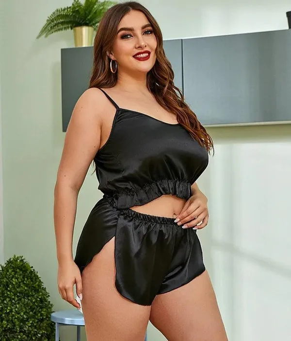 Dark_Black_Cami_Top_Shorts_Set_For_Women