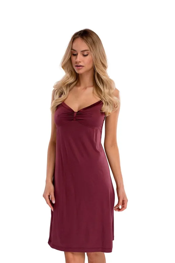 Burgundy_Cute_Silky_Sexy_Babydoll_Nightwear_For_Women