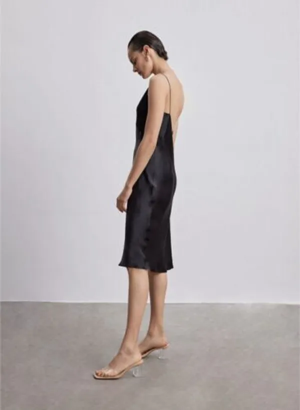 Black_Silk_Slip_V-Neck_Cocktail_Party_Dress_For_Women
