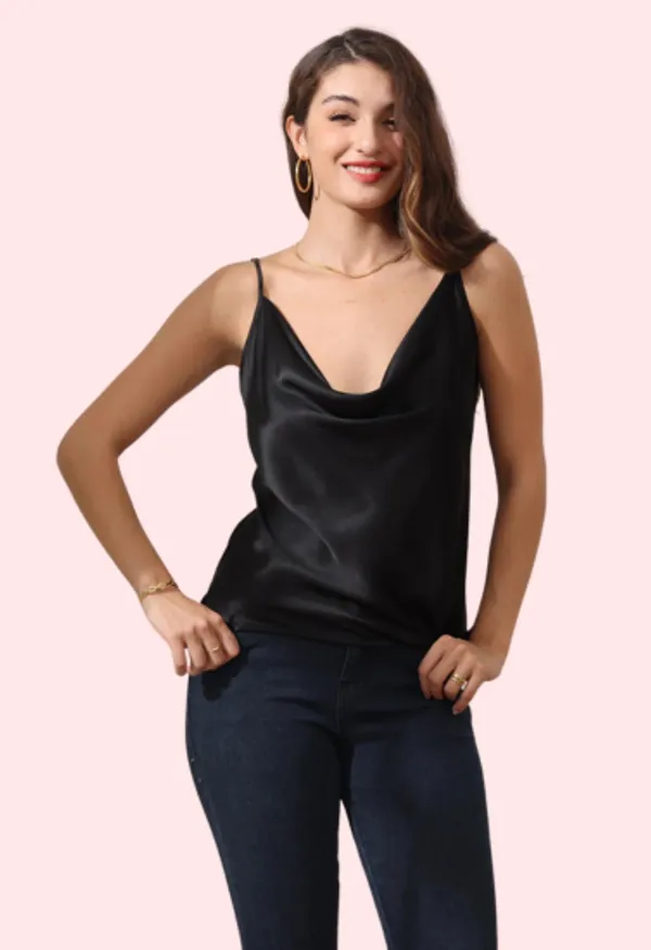 Dark_Black_Luxury_Cowl_Neck_Silk_Camisole_For_Women