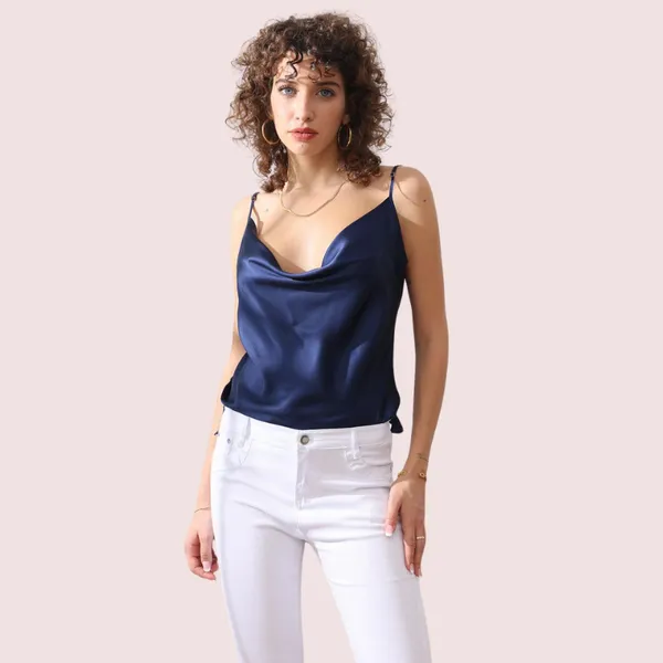Dark_Blue_Elegant_Cowl_Neck_Silk_Camisole_For_Women