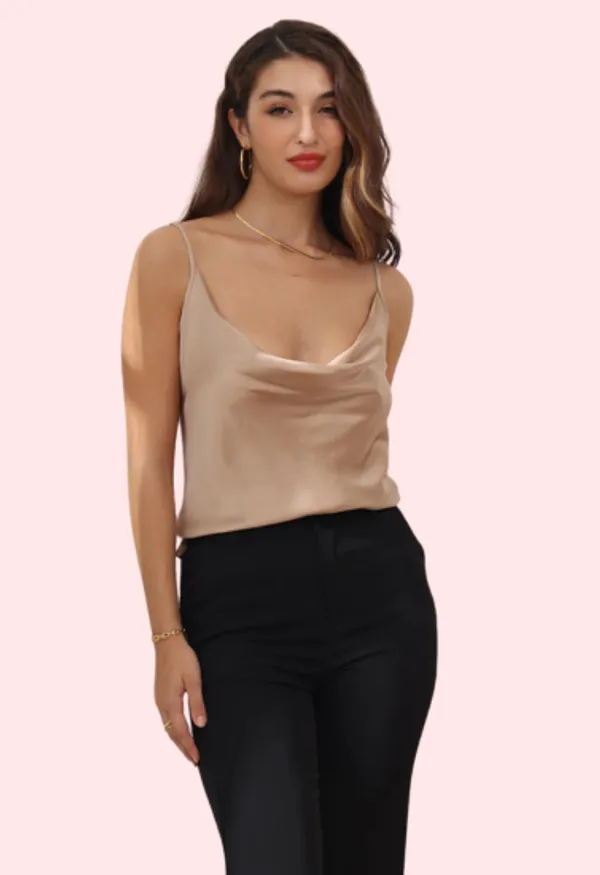 Brownish_Nude_Stylish_Cowl_Neck_Silk_Camisole_Tank_Top_For_Women