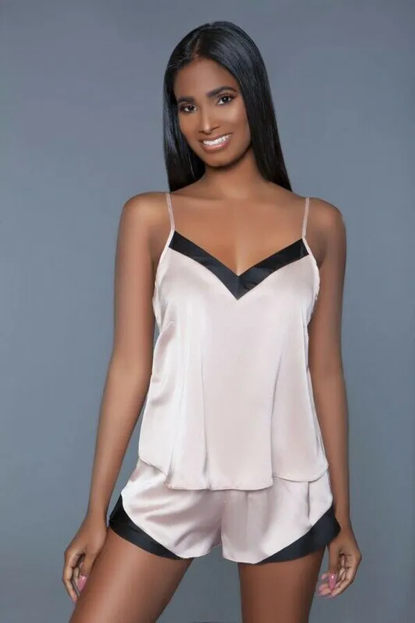 White_Silk_Satin_Cami_Short_Set_For_Women